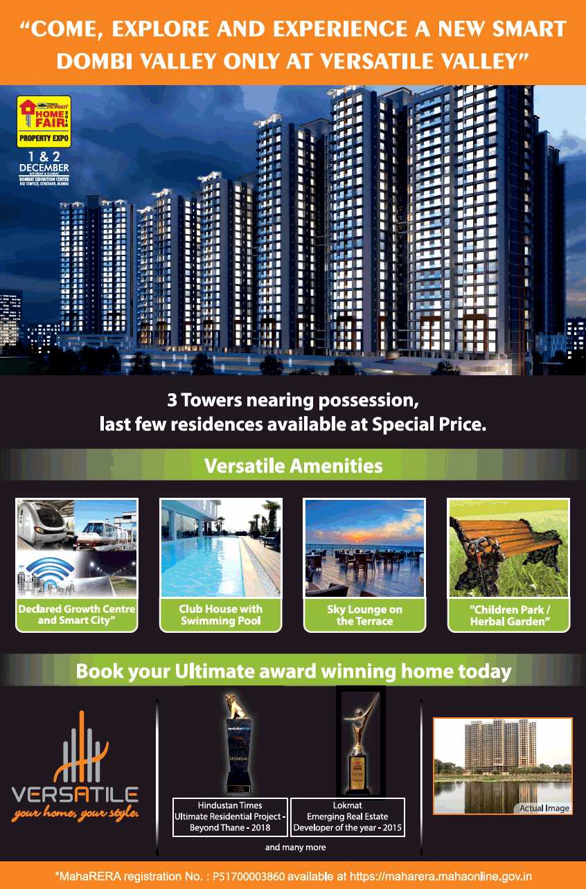 Book your ultimate award winning home today at Versatile Valley in Mumbai Update